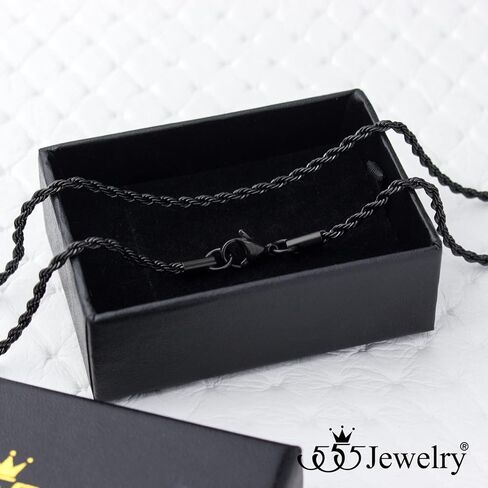 555Jewelry Stainless Steel Hypoallergenic Twisted Singapore Rope Chain Necklace in Saudi Arabia