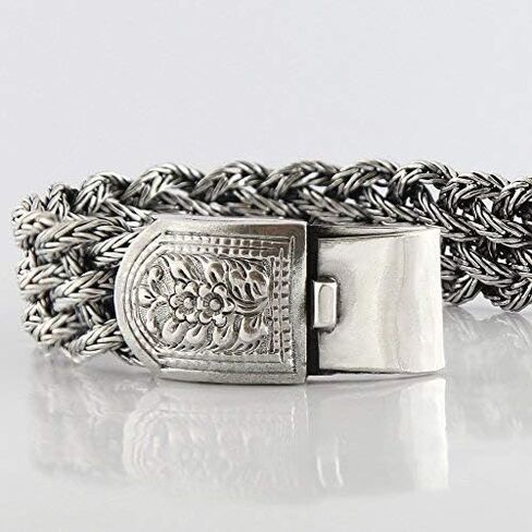 VY JEWELRY VICTORIAN FLOWERS - Solid 925 Sterling Silver Bracelet for Men - Made in Thailand in Saudi Arabia