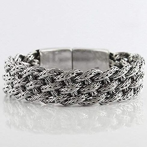 VY JEWELRY VICTORIAN FLOWERS - Solid 925 Sterling Silver Bracelet for Men - Made in Thailand in Saudi Arabia