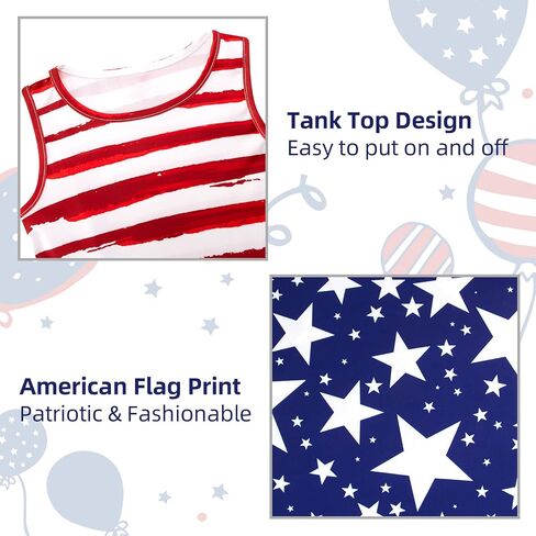 Enlifety Girls 4th of July Dress Sleeveless Patriotic Dresses USA Flag Sundress for Kids Girl 4-13 Years in Saudi Arabia