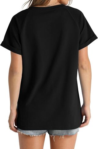 Aokosor Womens Tops Summer Short Sleeve V Neck T Shirts Loose Fit Fashion 2024 in Saudi Arabia