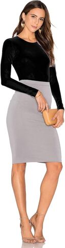 بدلة نسائية من BAOZMINAN بأكمام طويلة، بدلة قطعة واحدة برقبة دائرية سوداء، قطع علوية أساسية قابلة للتمدد قطعتين in Kuwait