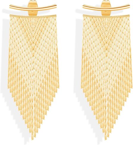 أقراط متدلية بشراشيب ذهبية للنساء من ريتاش 925 من الفضة الإسترليني عيار 925 أقراط متدلية طويلة لا تسبب الحساسية أقراط هامشية لامعة لحفلة موسيقية in Kuwait