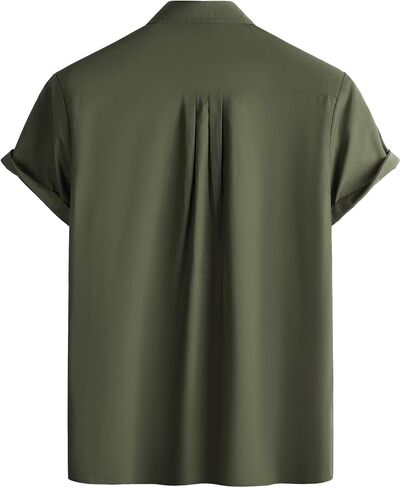 VATPAVE رجل هاواي القطن قميص كتان عارضة قصيرة الأكمام زر أسفل قمصان الصيف الشاطئ قمصان مطرزة in Kuwait