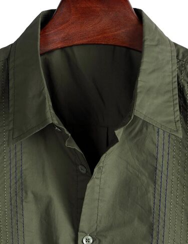 VATPAVE رجل هاواي القطن قميص كتان عارضة قصيرة الأكمام زر أسفل قمصان الصيف الشاطئ قمصان مطرزة in Kuwait