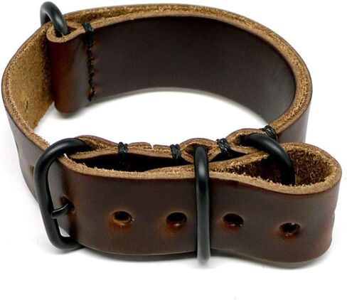 Da Luca MADE IN USA Horween Leather Military Watch Strap (PVD Buckle) 18mm 20mm 22mm 24mm 26mm Essex Dublin Chromexcel Leathers in Saudi Arabia