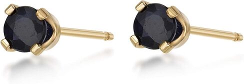 Small Gemstone Round Stud Earrings for Women I 14k White or Yellow Gold Earrings I 3mm Birthstone 4-Prong Setting I Push Back Studs by Lavari Jewelers in Saudi Arabia