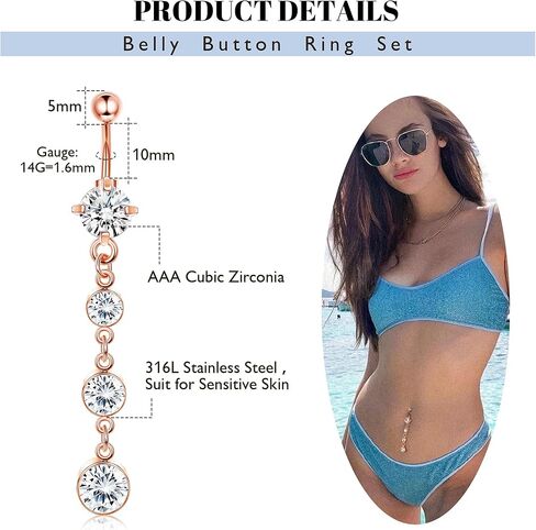 Subiceto 10pcs 14G الفولاذ المقاوم للصدأ استرخى البطن زر الدائري للنساء ثعبان جمجمة اليد مع أوبال العنكبوت الثعلب واضح تشيكوسلوفاكيا ارتفع الذهب الشظية منحني السرة الحديد ثقب خواتم مجموعة in Kuwait