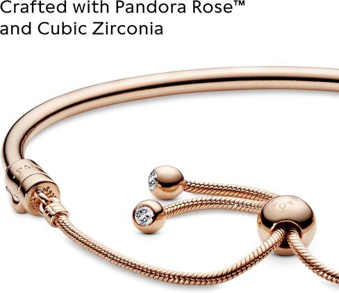 Pandora Jewelry Moments Slider Bangle Cubic Zirconia Bracelet in Rose, 8.3" in Saudi Arabia