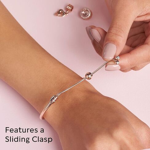 Pandora Jewelry Moments Slider Bangle Cubic Zirconia Bracelet in Rose, 8.3" in Saudi Arabia