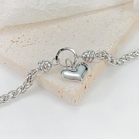 Jude Jewelers الفولاذ المقاوم للصدأ سلسلة سحر القلب نمط قابل للتعديل حجم حفل زفاف عطلة ستراند سوار in Kuwait