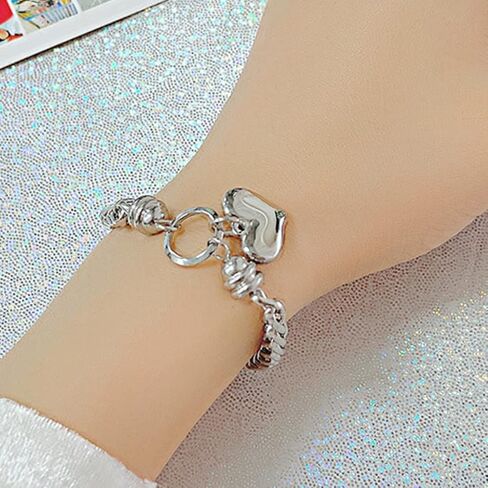 Jude Jewelers الفولاذ المقاوم للصدأ سلسلة سحر القلب نمط قابل للتعديل حجم حفل زفاف عطلة ستراند سوار in Kuwait