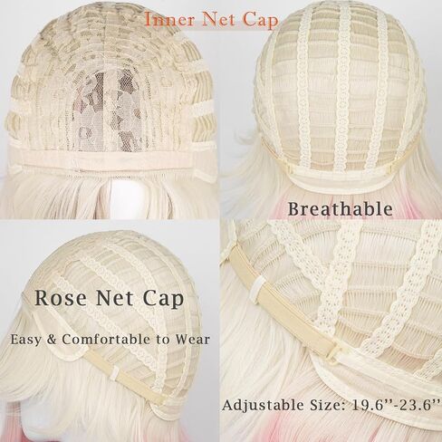 شعر مستعار جوين أشقر وردي لحفلات ستايسي كوسبلاي، شعر مستعار متدرج + قبعة شعر مستعار لحفلات الهالوين التنكرية in Kuwait