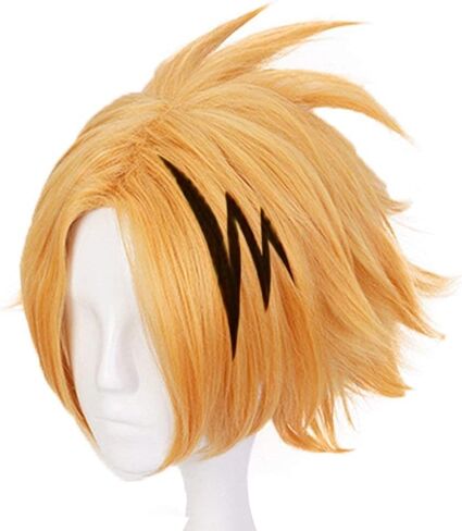 Anogol Wig Cap+( 1 Black Hairpin ) Gloden Cosplay Wig Short Hero Wigs Cosplay Synthetic Hair for Anime Costume Wig for Halloween Party in Saudi Arabia