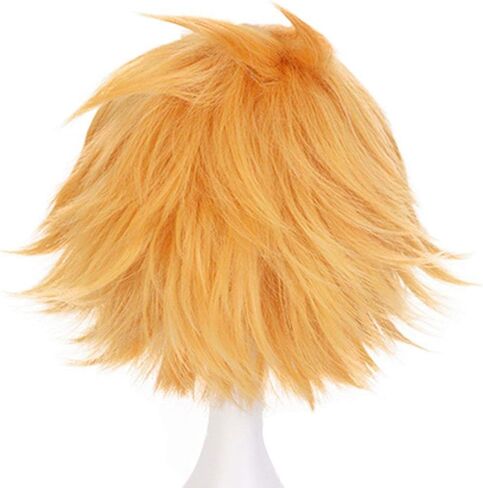 Anogol Wig Cap+( 1 Black Hairpin ) Gloden Cosplay Wig Short Hero Wigs Cosplay Synthetic Hair for Anime Costume Wig for Halloween Party in Saudi Arabia