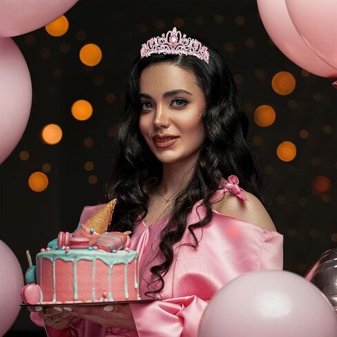 ACO-UINT Pink Birthday Crown for Women, Birthday Headband Birthday Sash Birthday Tiara, Birthday Girl Crown Birthday Queen Tiara Decorations Birthday Gifts in Saudi Arabia