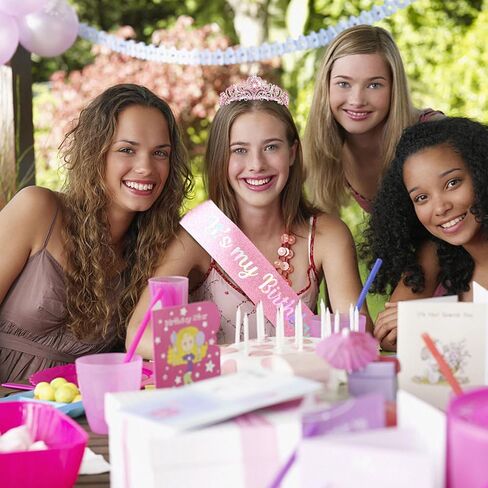 ACO-UINT Pink Birthday Crown for Women, Birthday Headband Birthday Sash Birthday Tiara, Birthday Girl Crown Birthday Queen Tiara Decorations Birthday Gifts in Saudi Arabia