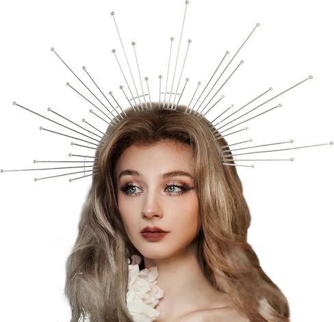 Lckellong هالو تاج خوذة آلهة خوذة هالو عقال ماري هالو تاج أمة الله تأثيري هالوين زي عصابات الرأس in Kuwait