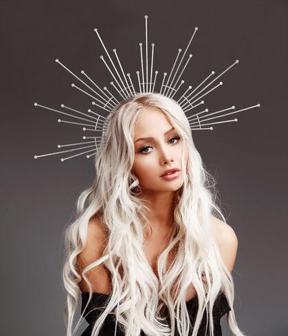 Lckellong هالو تاج خوذة آلهة خوذة هالو عقال ماري هالو تاج أمة الله تأثيري هالوين زي عصابات الرأس in Kuwait