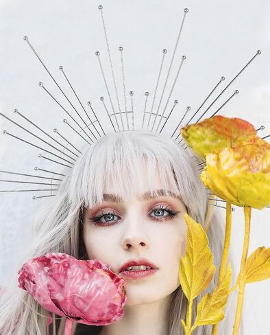 Lckellong هالو تاج خوذة آلهة خوذة هالو عقال ماري هالو تاج أمة الله تأثيري هالوين زي عصابات الرأس in Kuwait