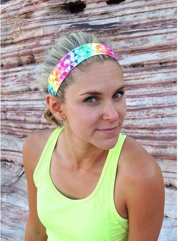 Sweaty Bands Womens Girls Headband - Non-Slip Velvet-Lined Sports Hairband - Love Triangle Multi 1.5-Inch in Saudi Arabia
