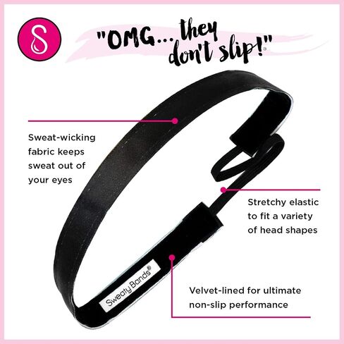 Sweaty Bands Womens Girls Headband - Non-Slip Velvet-Lined Sports Hairband - Love Triangle Multi 1.5-Inch in Saudi Arabia