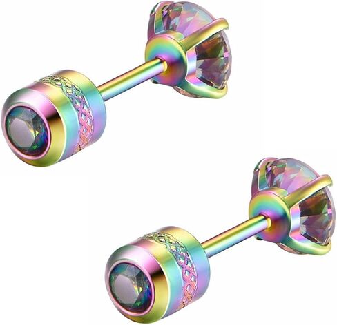 Hypoallergenic double sided diamond Stud Earrings For Womens Girl Secure Safety Screw back Cartilage CZ Stud Earrings in Saudi Arabia