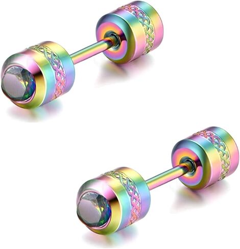 Hypoallergenic double sided diamond Stud Earrings For Womens Girl Secure Safety Screw back Cartilage CZ Stud Earrings in Saudi Arabia