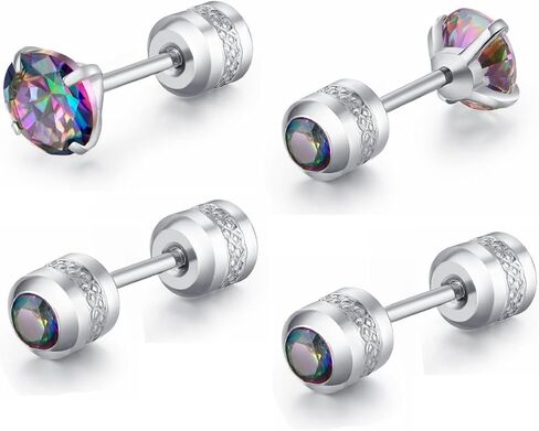 Hypoallergenic double sided diamond Stud Earrings For Womens Girl Secure Safety Screw back Cartilage CZ Stud Earrings in Saudi Arabia