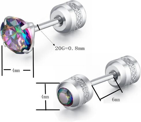 Hypoallergenic double sided diamond Stud Earrings For Womens Girl Secure Safety Screw back Cartilage CZ Stud Earrings in Saudi Arabia