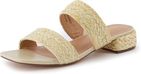 CUSHIONAIRE Women's Niki Raffia low block heel sandal +Memory Foam and Wide Widths Available in Saudi Arabia