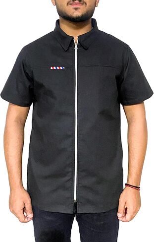 Professional Barber Jacket Half Sleeve Shirt Men's Black Hairdresser Salon Smocks Hair Stylist Smock Uniform in Saudi Arabia