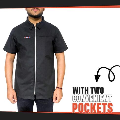 Professional Barber Jacket Half Sleeve Shirt Men's Black Hairdresser Salon Smocks Hair Stylist Smock Uniform in Saudi Arabia