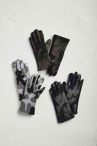 Mud Pie Womens Camoflauge Fuzzy Gloves, One Size, Black Camo, Black, One size in Saudi Arabia