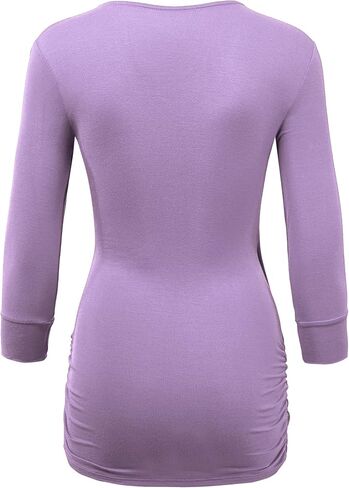 Lock and Love Women's 3/4 Sleeve Cross Front Wrapped V Neck Top S-3XL in Saudi Arabia