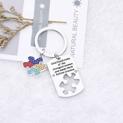 WSNANG Autism Aunt Grandma Gift God Found Some of The Strongest Women And Made Them Autism Aunt/Grandma Keychain in Saudi Arabia