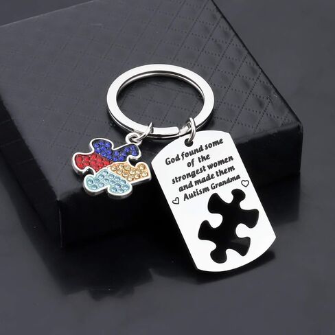 WSNANG Autism Aunt Grandma Gift God Found Some of The Strongest Women And Made Them Autism Aunt/Grandma Keychain in Saudi Arabia