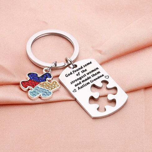 WSNANG Autism Aunt Grandma Gift God Found Some of The Strongest Women And Made Them Autism Aunt/Grandma Keychain in Saudi Arabia