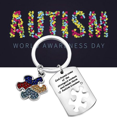 WSNANG Autism Aunt Grandma Gift God Found Some of The Strongest Women And Made Them Autism Aunt/Grandma Keychain in Saudi Arabia