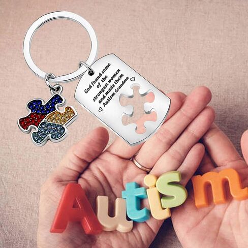 WSNANG Autism Aunt Grandma Gift God Found Some of The Strongest Women And Made Them Autism Aunt/Grandma Keychain in Saudi Arabia