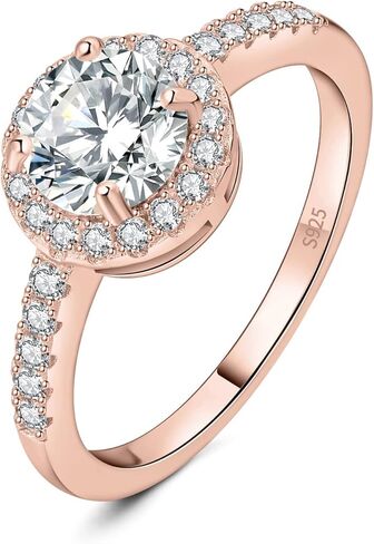 JewelryPalace 1.5ct Round Cut Cubic Zirconia Halo Engagement Rings for Women, 925 Sterling Silver Promise Ring for Her, Simulated Diamond Anniversary Wedding Ring Jewelry Sets in Saudi Arabia