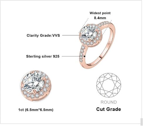 JewelryPalace 1.5ct Round Cut Cubic Zirconia Halo Engagement Rings for Women, 925 Sterling Silver Promise Ring for Her, Simulated Diamond Anniversary Wedding Ring Jewelry Sets in Saudi Arabia