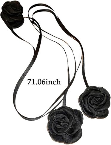 AUDTOPE 2-4Pcs Aesthetic Chunky Puffy Heart Flower Layered Choker Necklace for Women,Black Velvet Choker Necklaces Set Big Heart Choker Adjustable Necklace with Elegant Braided Bow Jewelry Gifts in Saudi Arabia