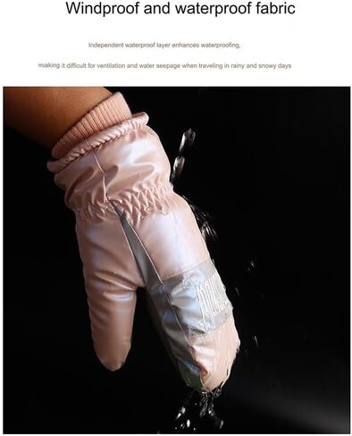 قفازات التزلج FIXIZY التي تعمل باللمس قفازات نسائية، قفازات حرارية مطلية بالسيليكون مقاومة للماء والرياح للطقس البارد in Kuwait