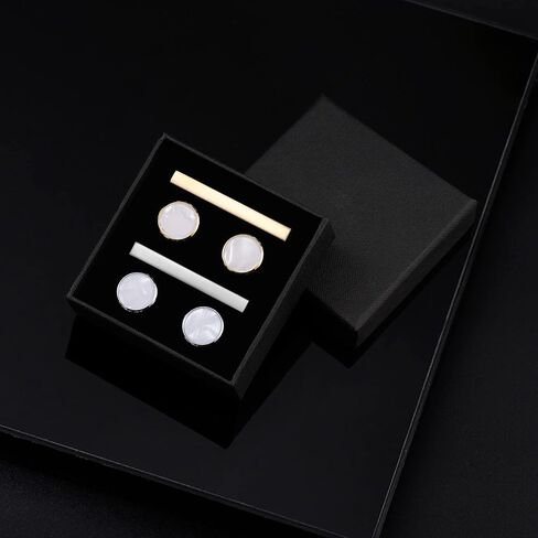 Wynameleri Tie Clip Cufflinks Set for Men, 6 Pcs Necktie Tie Bar Clips Shirts Tuxedo Wedding Gift with Box in Kuwait