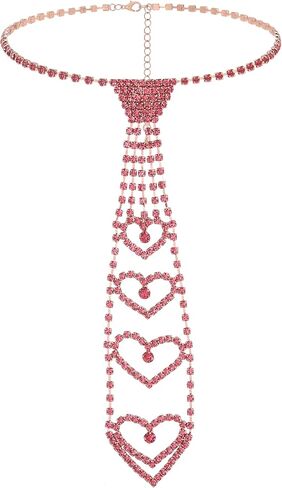 ELABEST Sparkly Rhinestone Necklace Tie Gothic Diamond Choker Crystal Tennis Chain Wedding Bridal Bridesmaid Jewelry for Women and Girls in Saudi Arabia