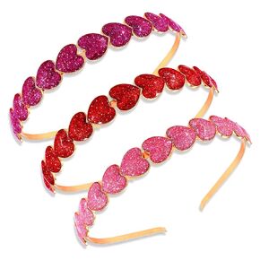 PHALIN 2PCS Mardi Gras Heart Headbands for Women Glitter Crystal Heart Hairbands Sweet Love Heart Fat Tuesday Hair Accessory Gifts (2PCS Mardi Gras Headband)