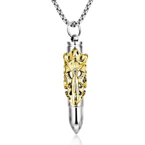 BIYONGDE Steel Dragon Bullet Urn Ashes Keepsake Cremation Prayer Memorial Holder Locket Pendant Necklace