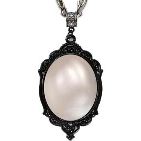 Victorian Vault Decorative Black Pendant with Glass Stone Gothic Halloween Steampunk Jewelry Necklace in Kuwait