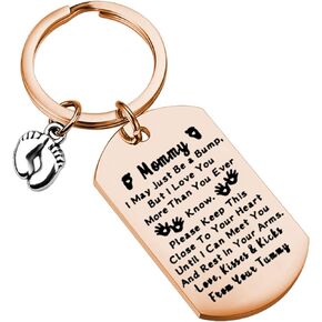 WSNANG Mommy To Be Keychain New Mom Gift Baby Announcement Jewelry Gift I May Just Be a Bump I Love You Mommy Keychain